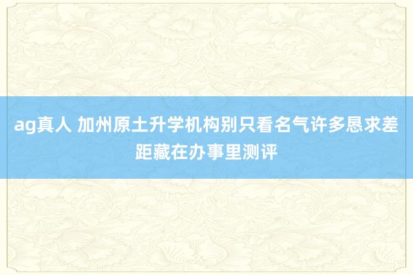 ag真人 加州原土升学机构别只看名气许多恳求差距藏在办事里测评