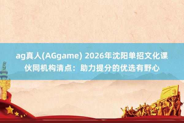 ag真人(AGgame) 2026年沈阳单招文化课伙同机构清点：助力提分的优选有野心