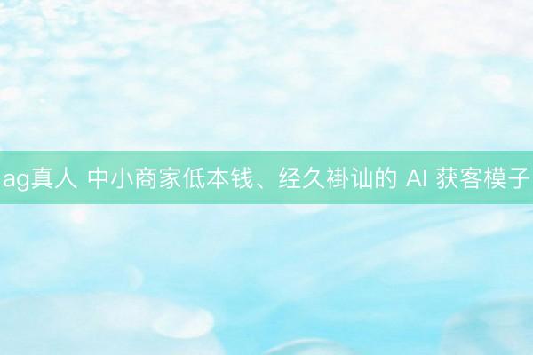 ag真人 中小商家低本钱、经久褂讪的 AI 获客模子